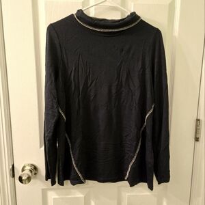 J.Jill Pure Jill blue Tranquility Fleece Whipstitched Top